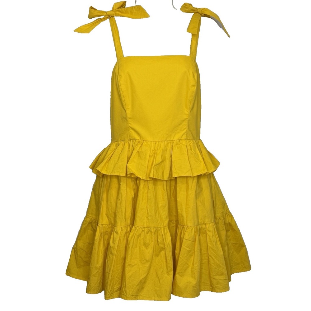 Corey Lynn Calter Dress Womens Small Yellow Sleeveless Fit & Flare Ruffle Tiered